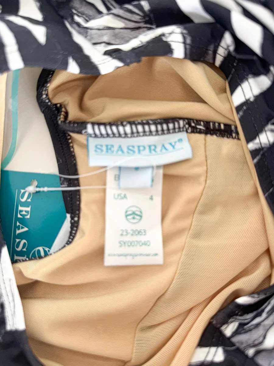 Seaspray Black White Bandeau Swimsuit - Imagen 9