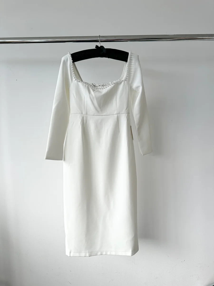 Odd Muse Bridal White Pearl Trim The Ultimate Muse Midi Dress - Imagen 7