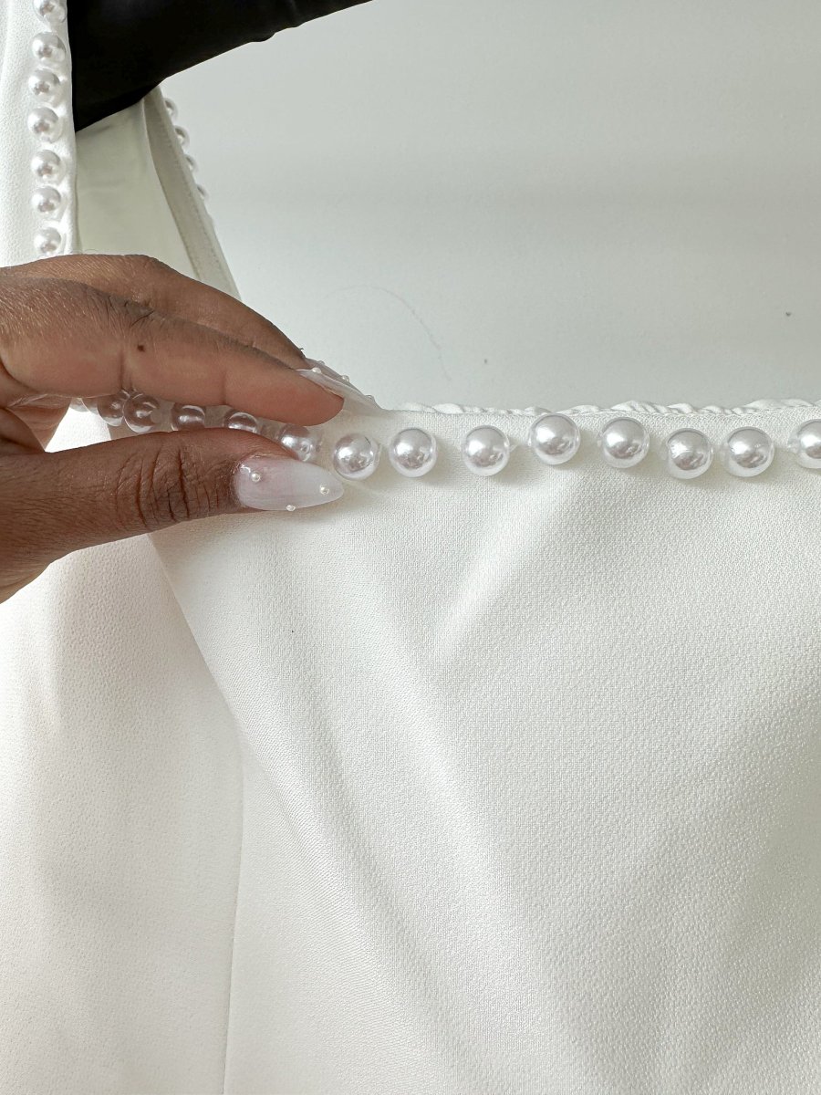 Odd Muse Bridal White Pearl Trim The Ultimate Muse Midi Dress - Imagen 9