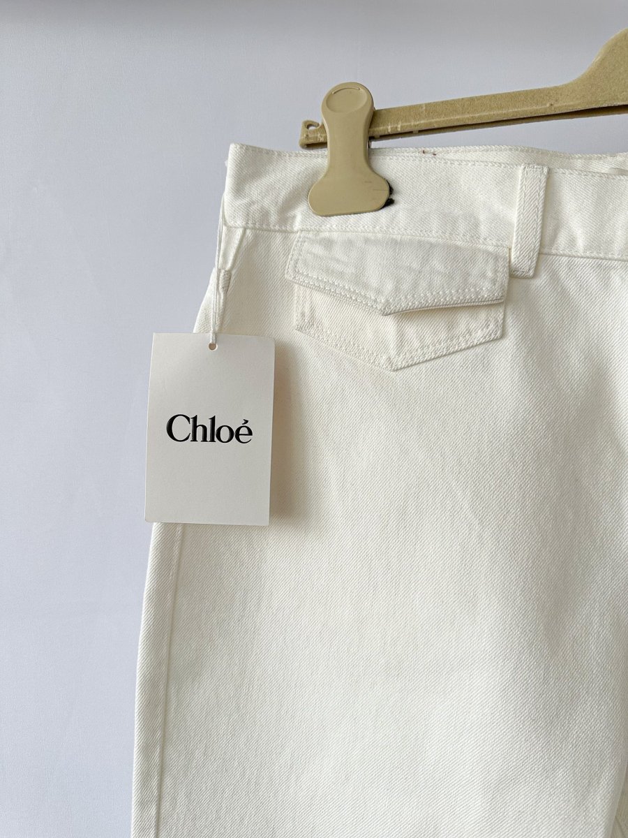 Chloe Runway White High Rise Flared Denim Jeans - Imagen 7