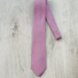E Marinella Purple White Dogtooth Print Pattern Tipped Silk Tie