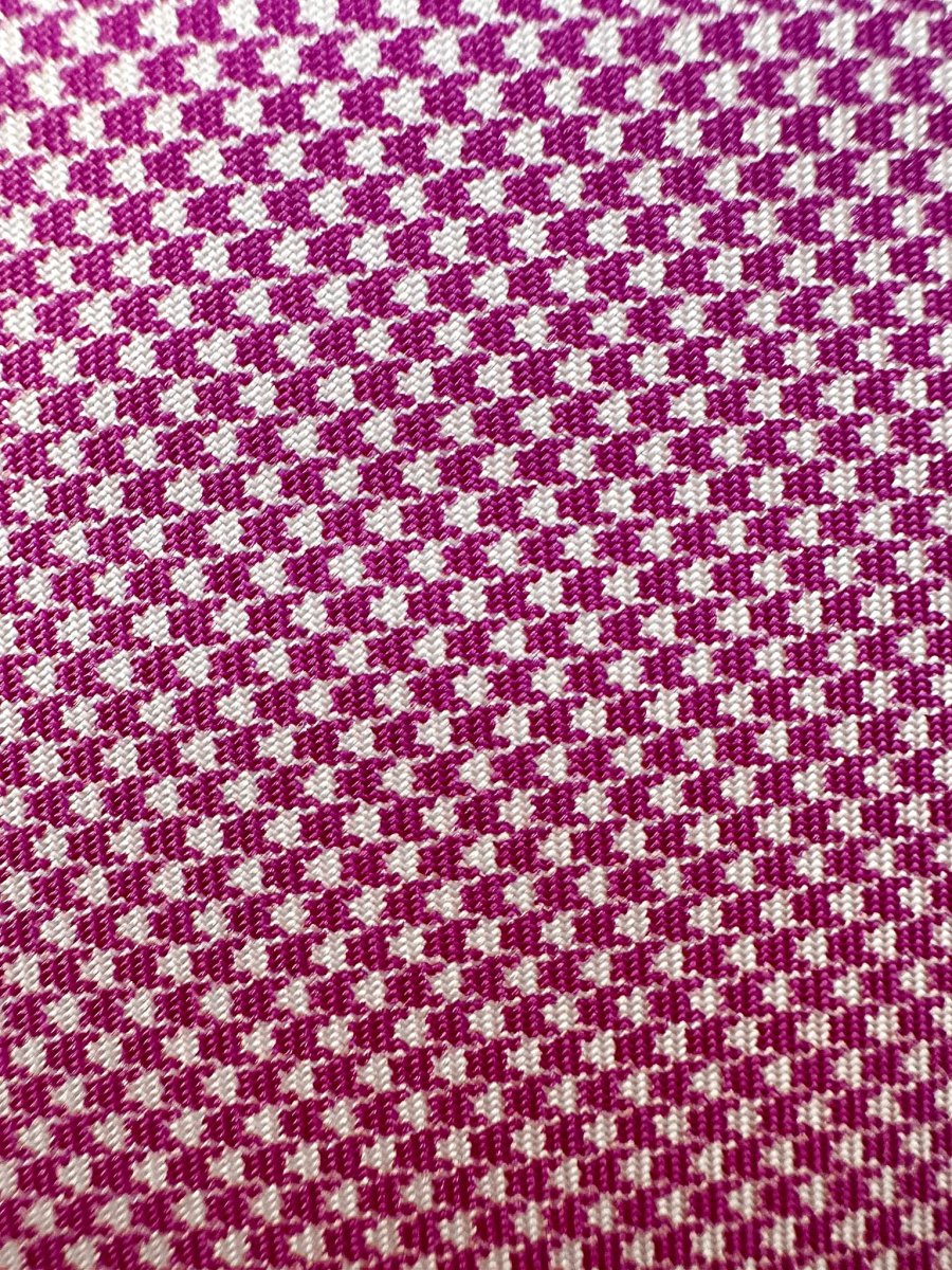 E Marinella Purple White Dogtooth Print Pattern Tipped Silk Tie - Imagen 5