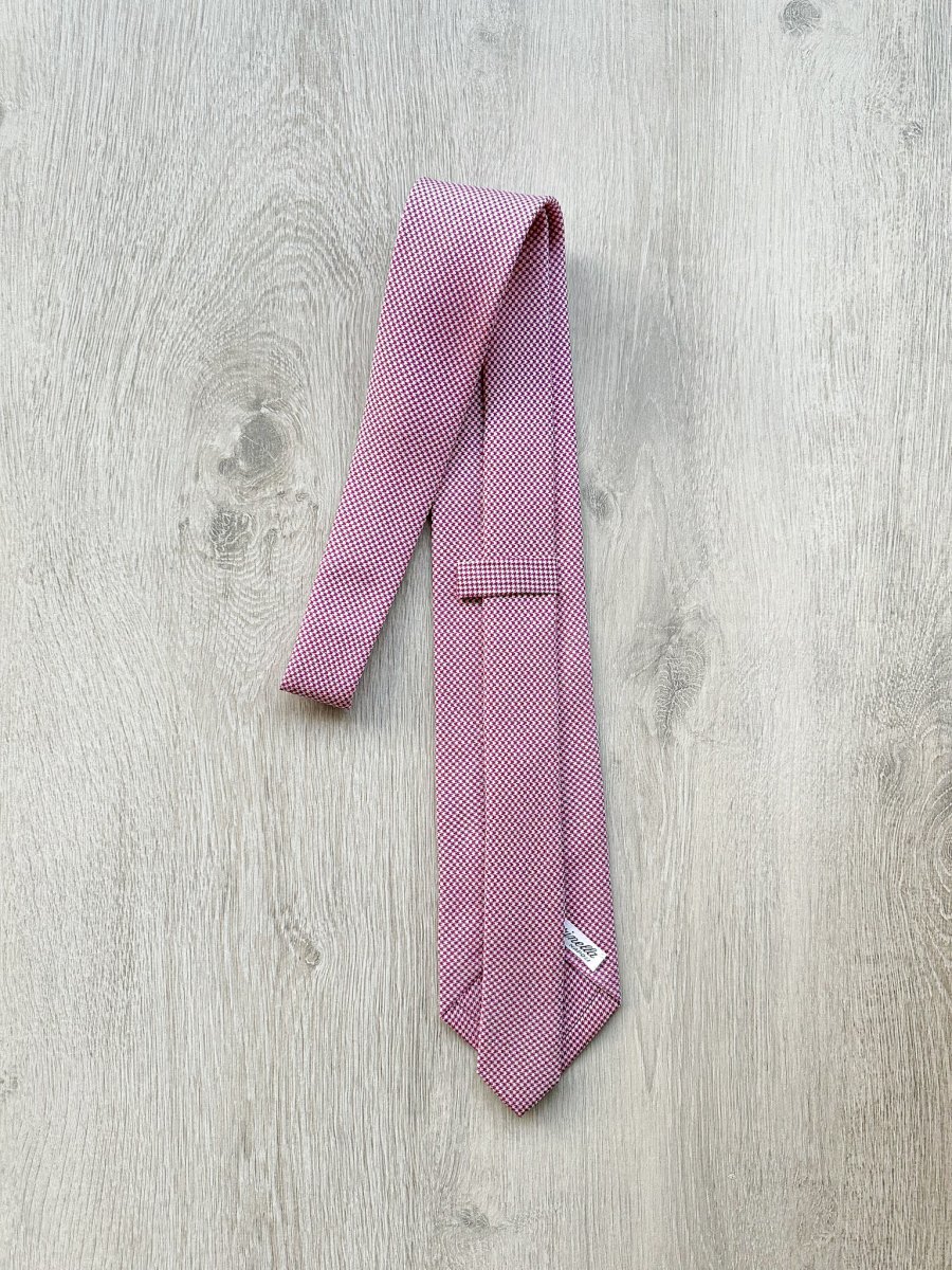 E Marinella Purple White Dogtooth Print Pattern Tipped Silk Tie - Imagen 3