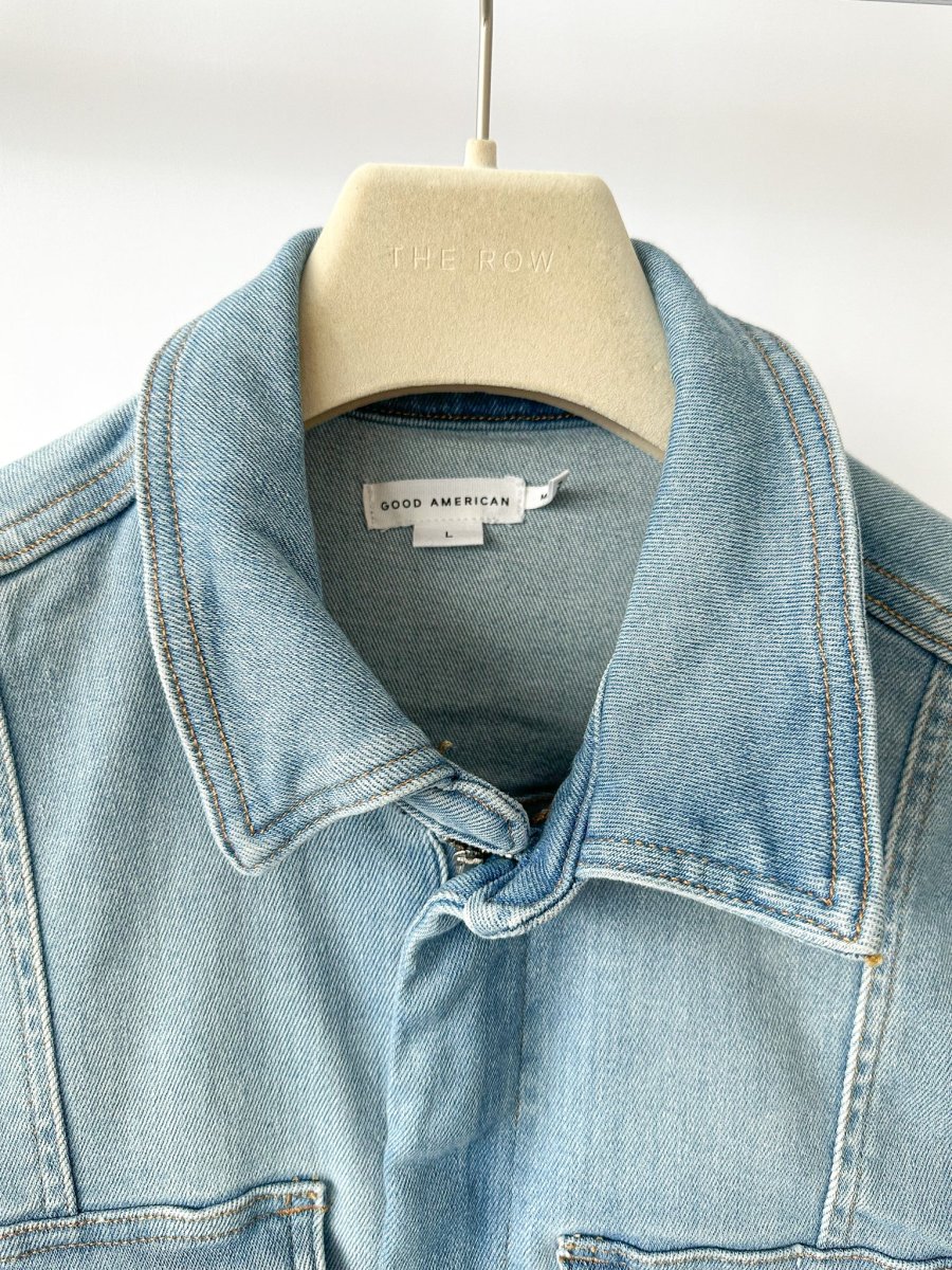 Good American Light Blue Denim Fit For Success Short Jumpsuit - Imagen 8