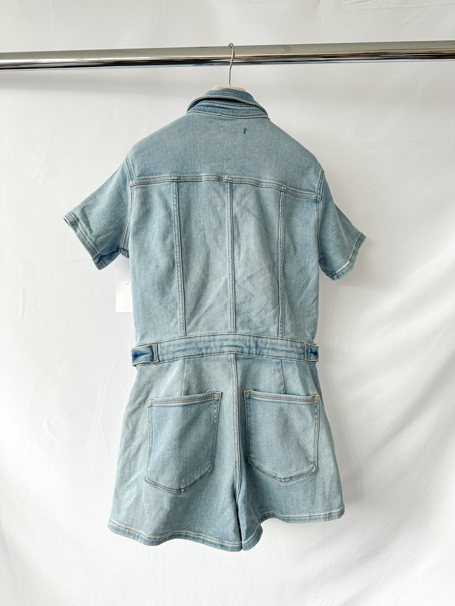 Good American Light Blue Denim Fit For Success Short Jumpsuit - Imagen 6