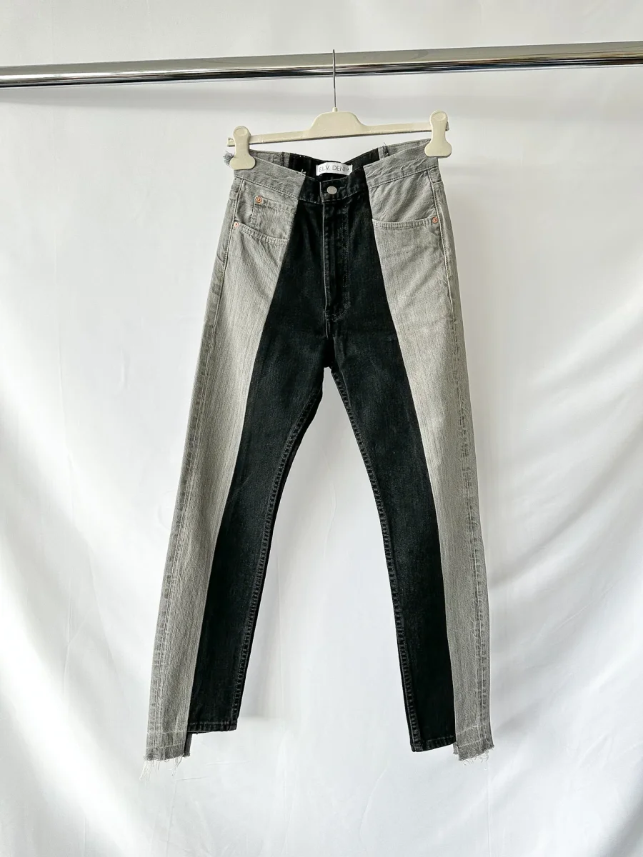 E.L.V. Denim The Twin Grey Black Two Tone Straight Leg Jeans - Imagen 3