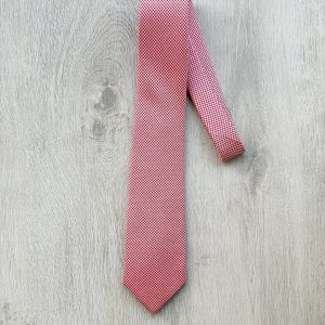 E Marinella Pink White Dogtooth Print Silk Tie