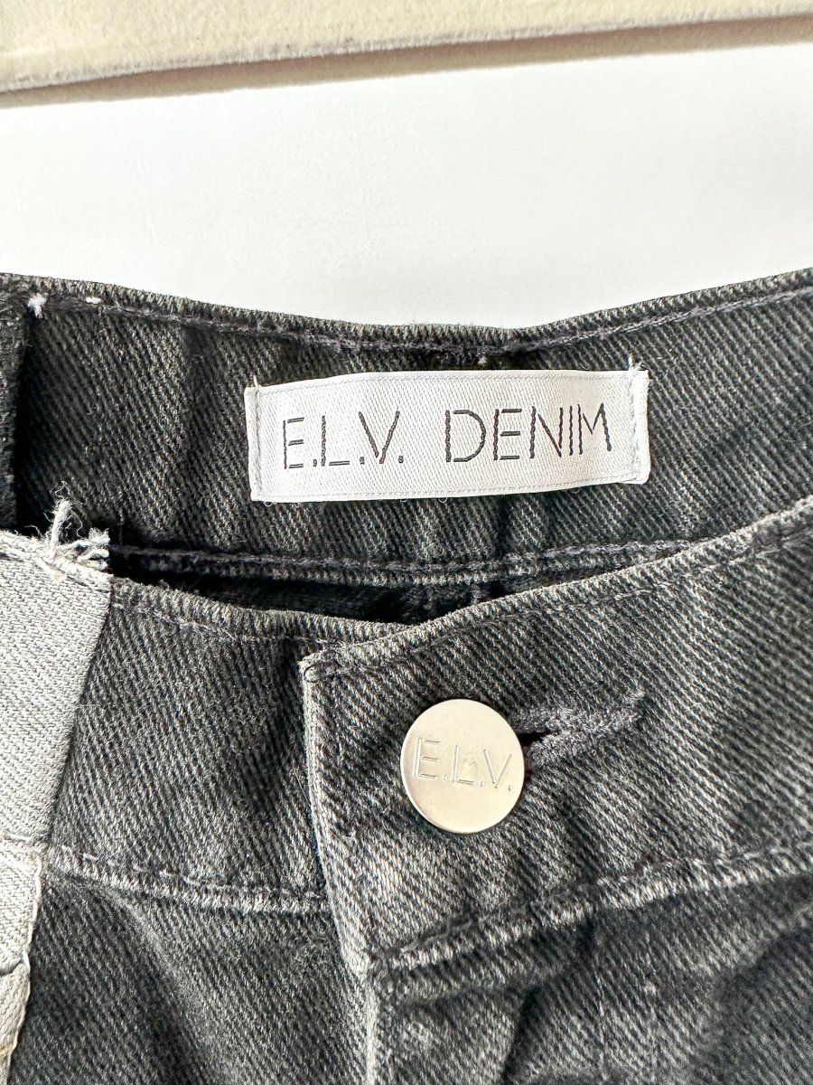 E.L.V. Denim The Twin Grey Black Two Tone Straight Leg Jeans - Imagen 6