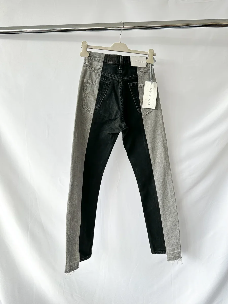 E.L.V. Denim The Twin Grey Black Two Tone Straight Leg Jeans - Imagen 7