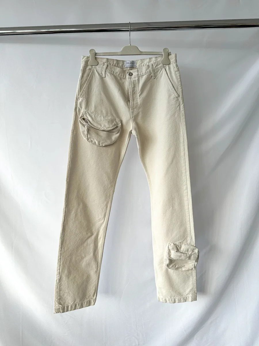 The Attico Cream Pocket Detail Cargo Style Trousers