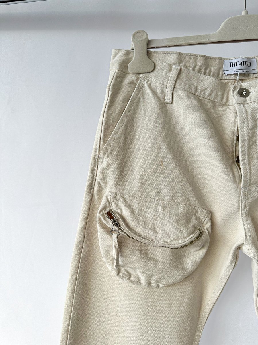 The Attico Cream Pocket Detail Cargo Style Trousers - Imagen 9