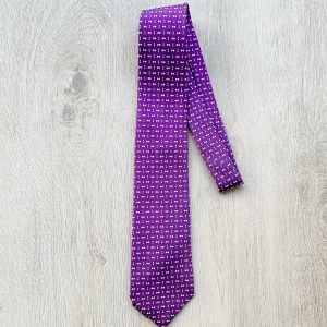 E Marinella Purple Double Spotted Print Tie
