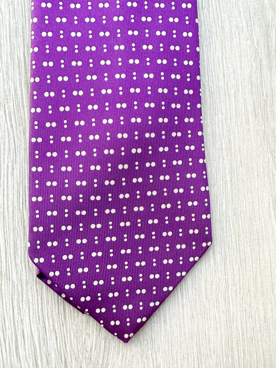 E Marinella Purple Double Spotted Print Tie - Imagen 4