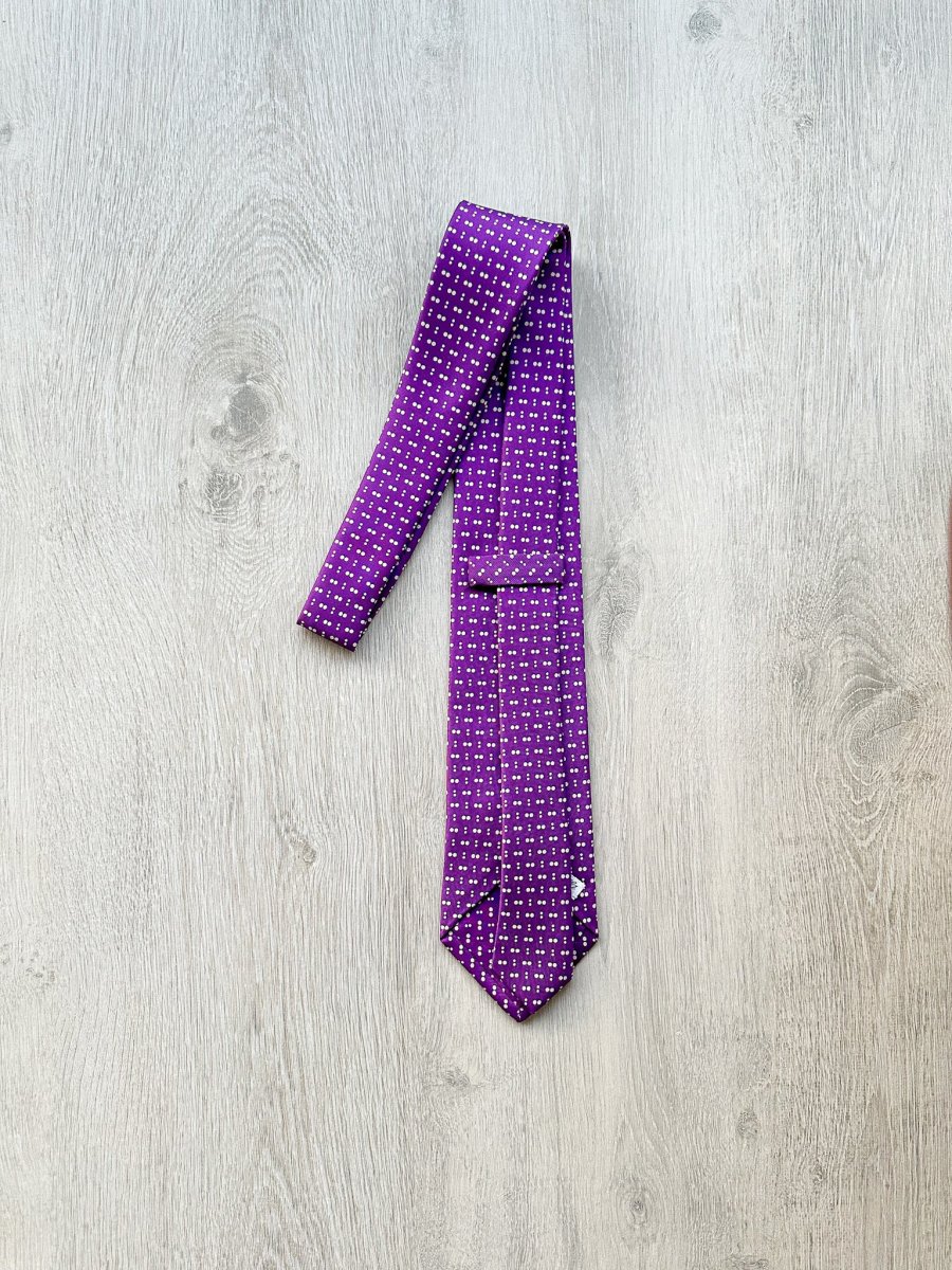 E Marinella Purple Double Spotted Print Tie - Imagen 3