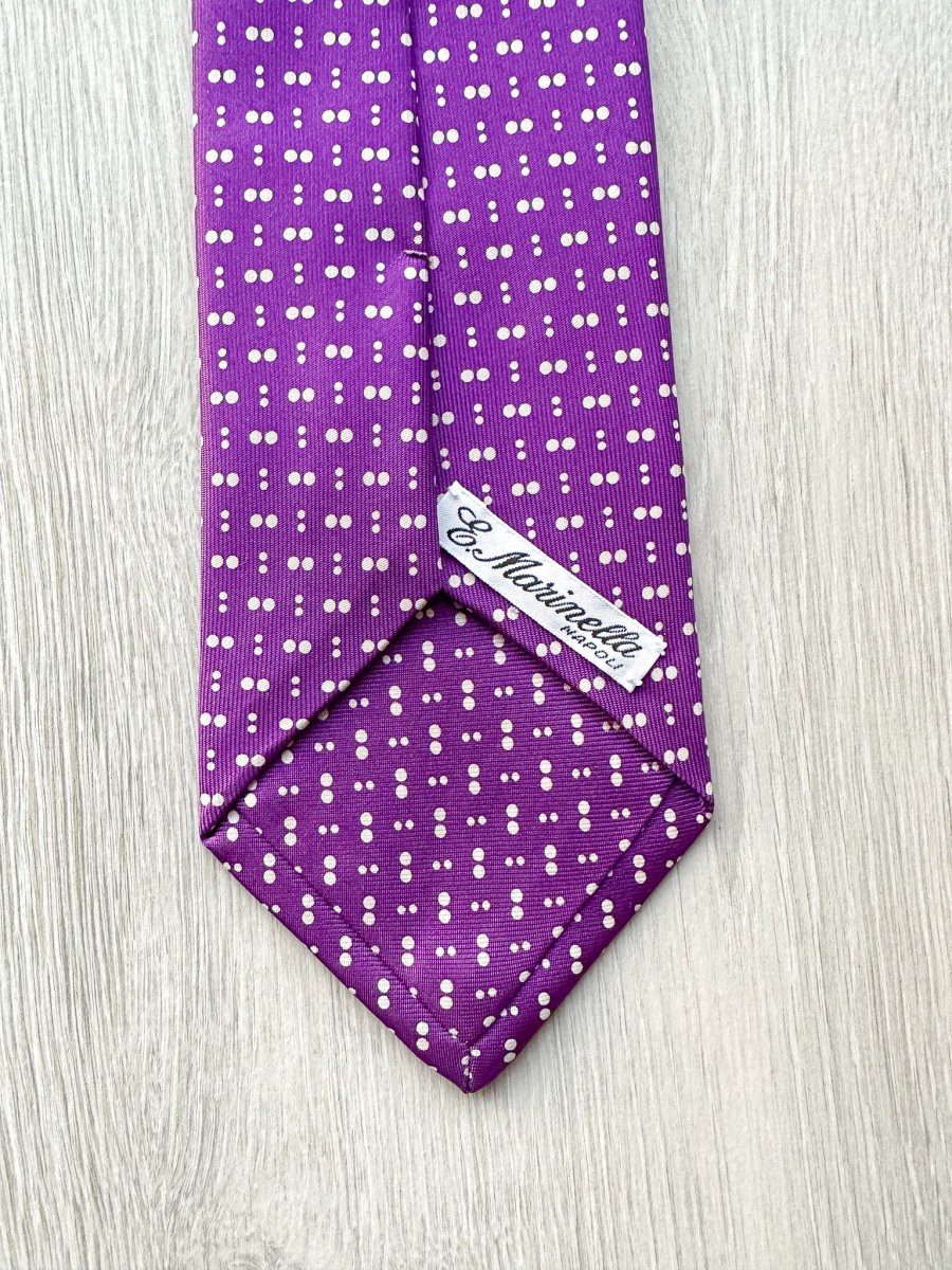 E Marinella Purple Double Spotted Print Tie - Imagen 6