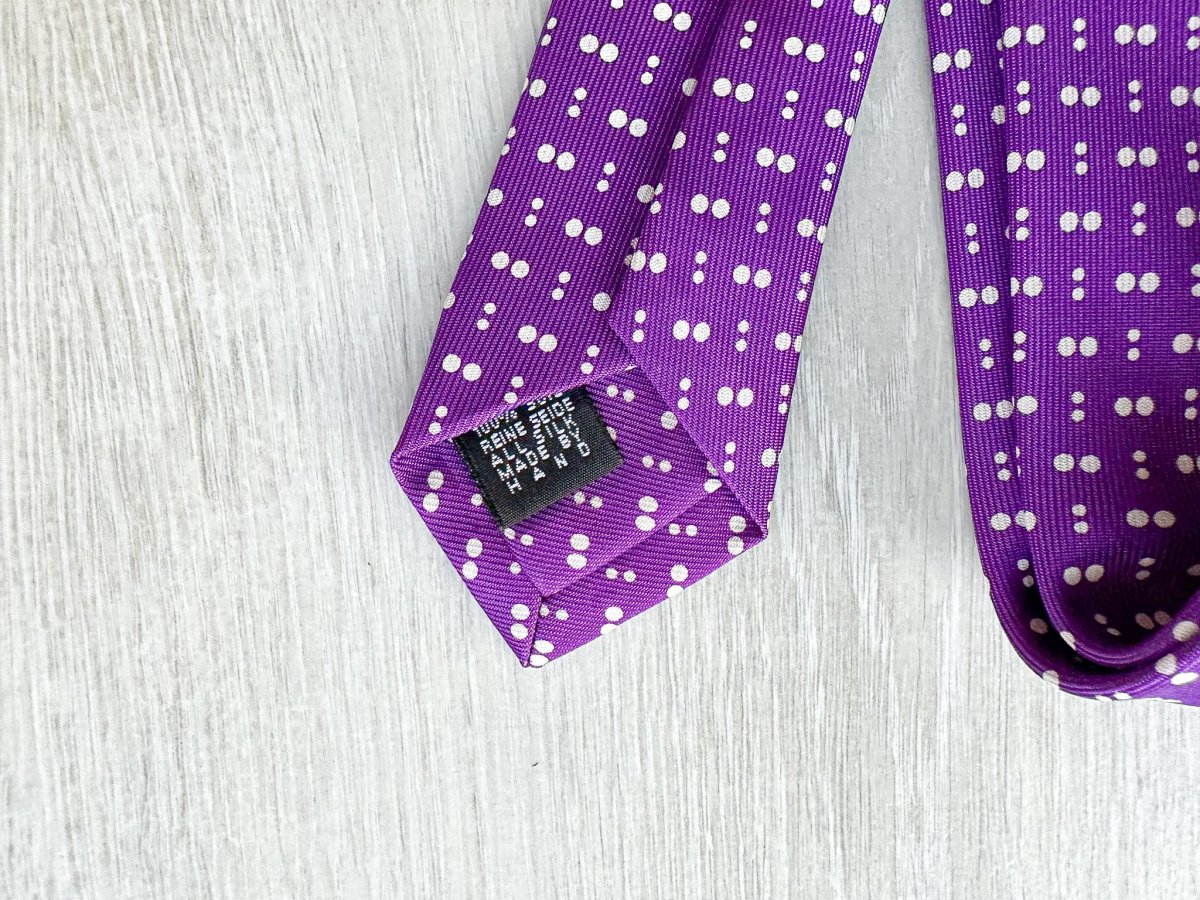 E Marinella Purple Double Spotted Print Tie - Imagen 7