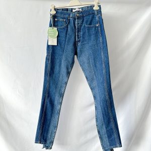 E.L.V. Denim Contrast Step Hem Straight Leg Jeans