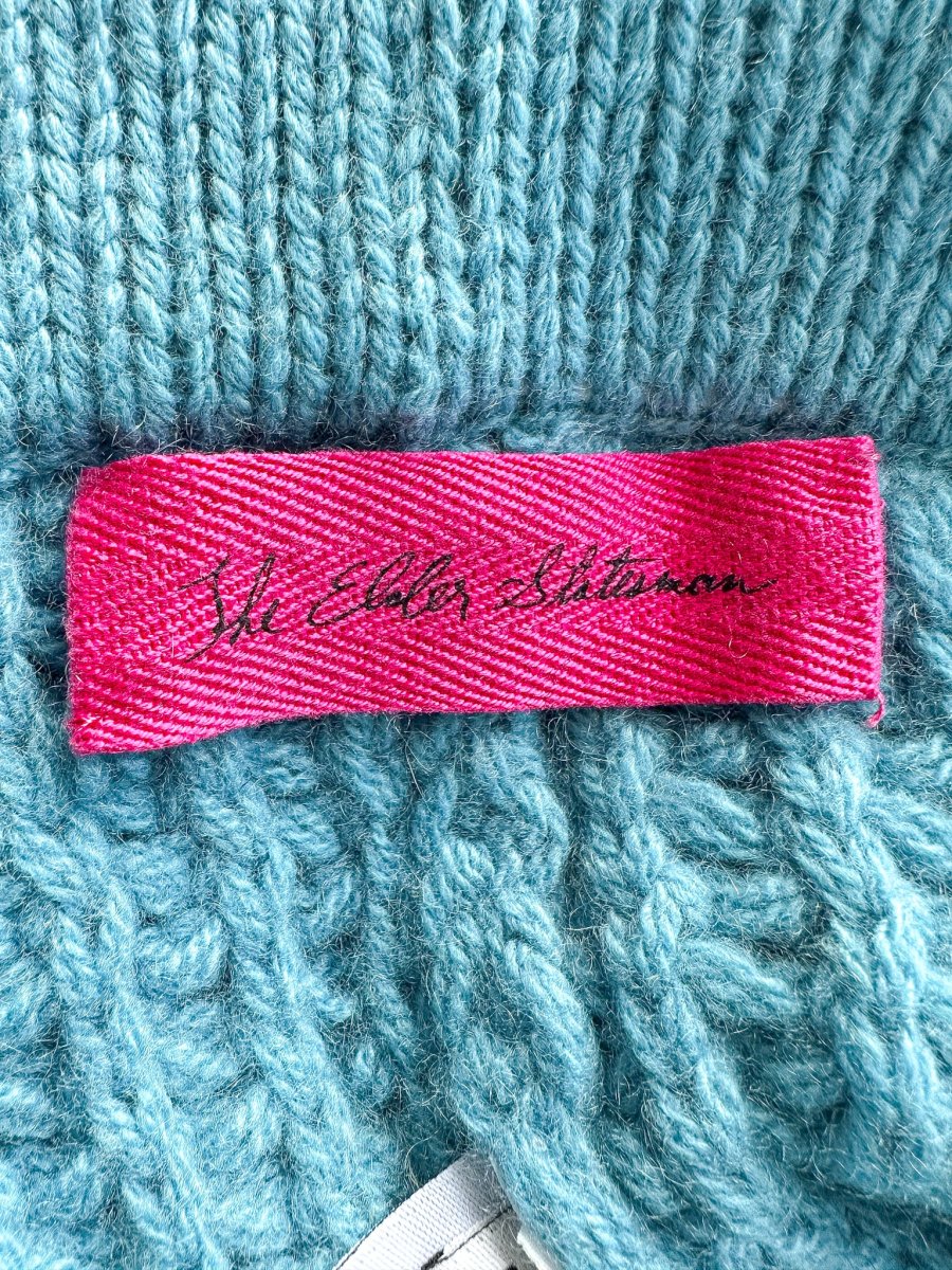 The Elder Statesman 100% Cashmere Rope Stitch Knitted Blue Trousers - Imagen 4