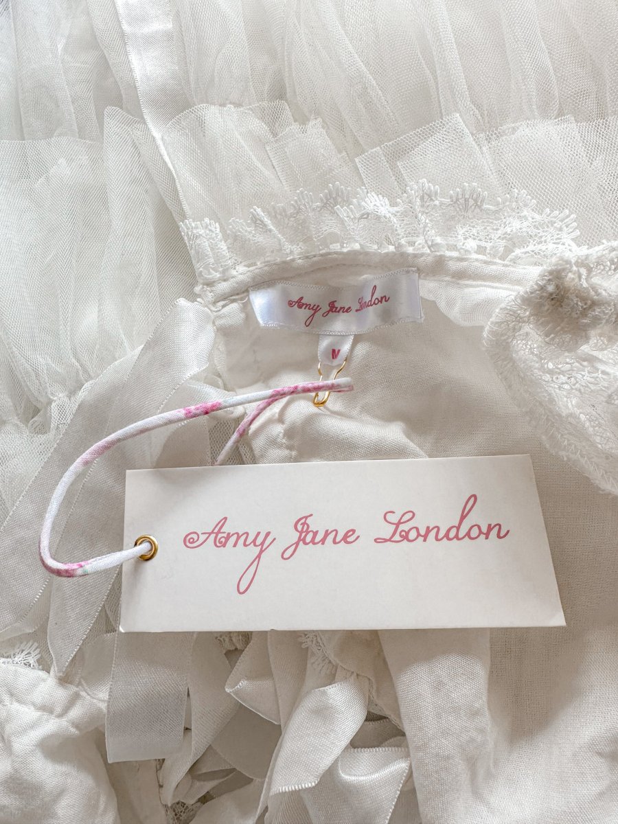 Amy Jane London White Sofia Lace Coquette Corset Style Ballerina Tulle Hem Mini Dress - Imagen 5