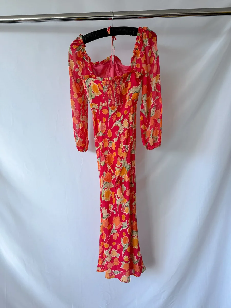 Rixo Jeanie Floral Print Silk Midi Dress - Imagen 7