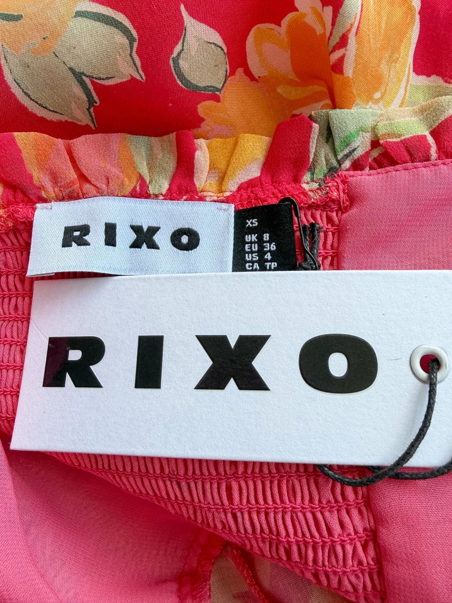 Rixo Jeanie Floral Print Silk Midi Dress - Imagen 6