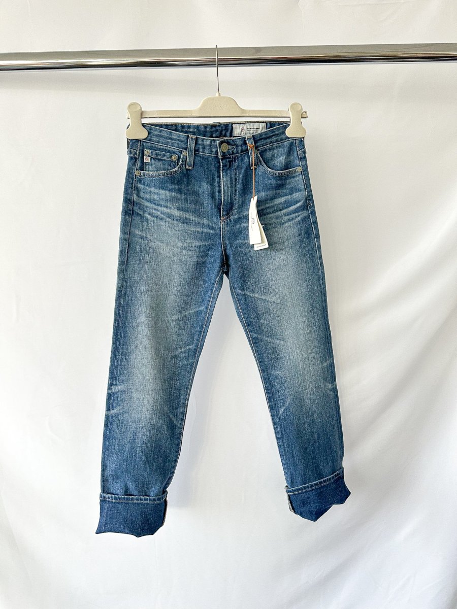 AG Jeans Blue Denim Isabelle High Rise Straight Leg Crop Jeans - Imagen 3