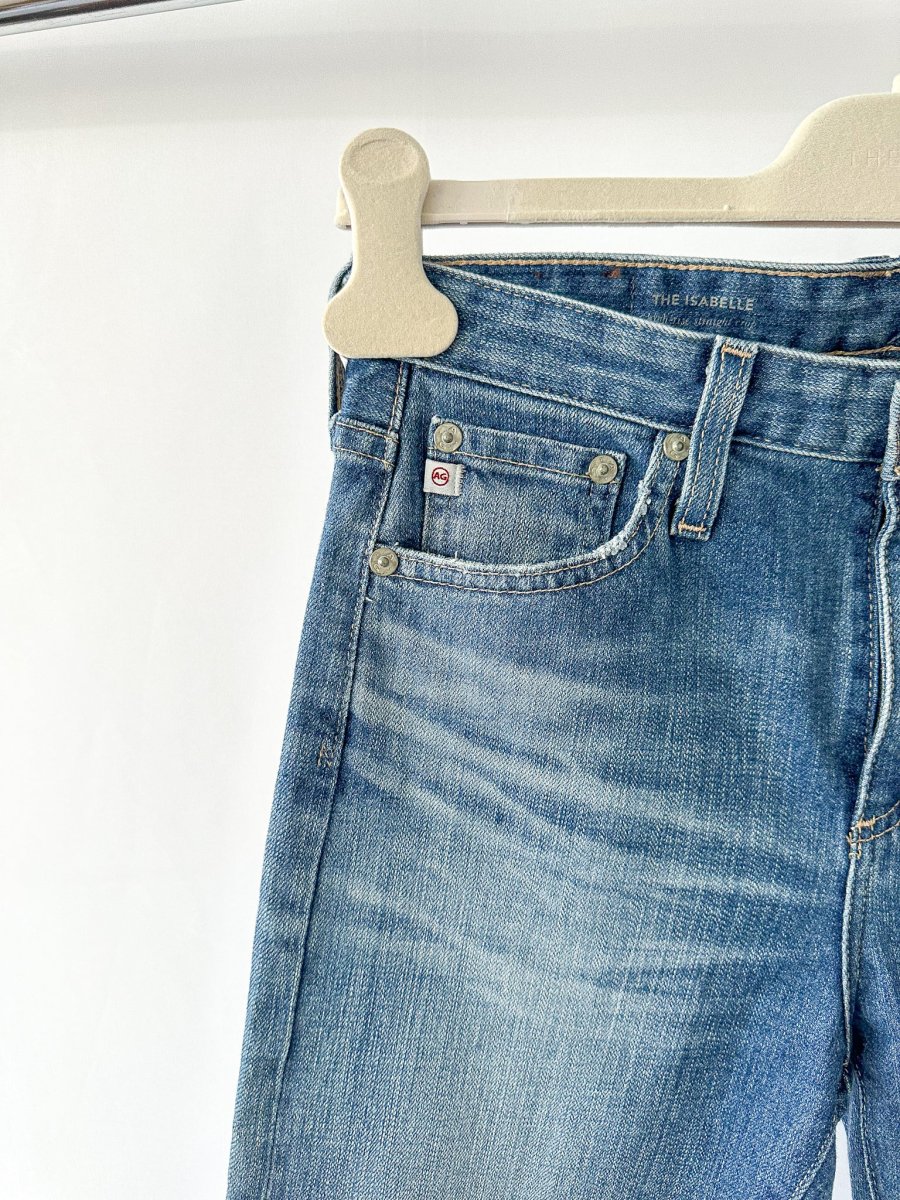 AG Jeans Blue Denim Isabelle High Rise Straight Leg Crop Jeans - Imagen 9