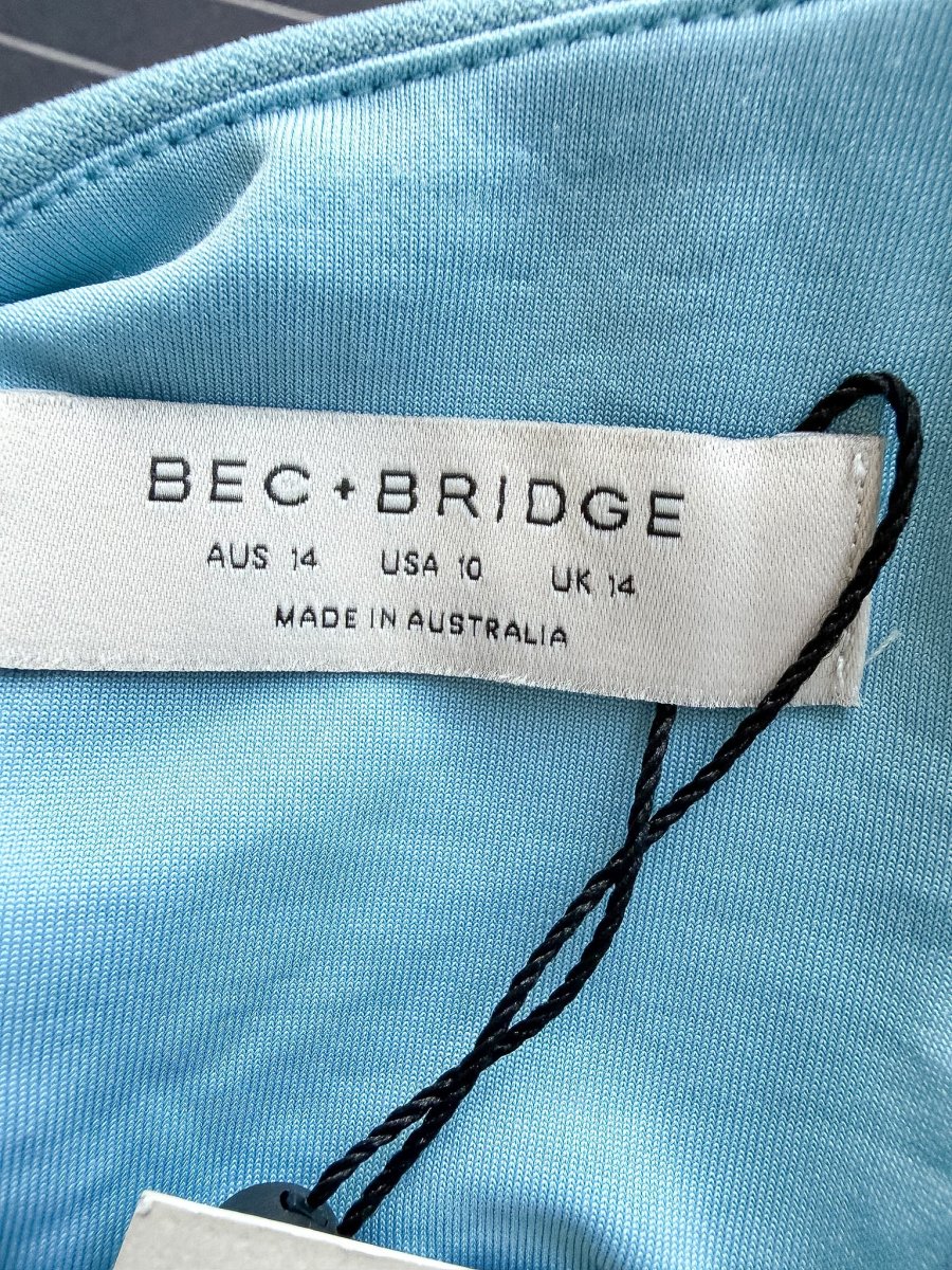 Bec + Bridge Reina Blue Open-Back Stretch-Woven Mini Dres - Imagen 7