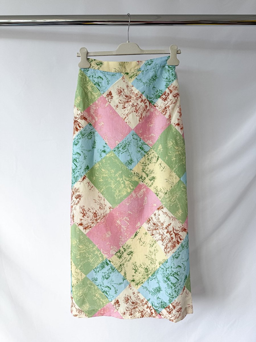 Kitri Floral Colorful Patchwork 90s Style Skirt