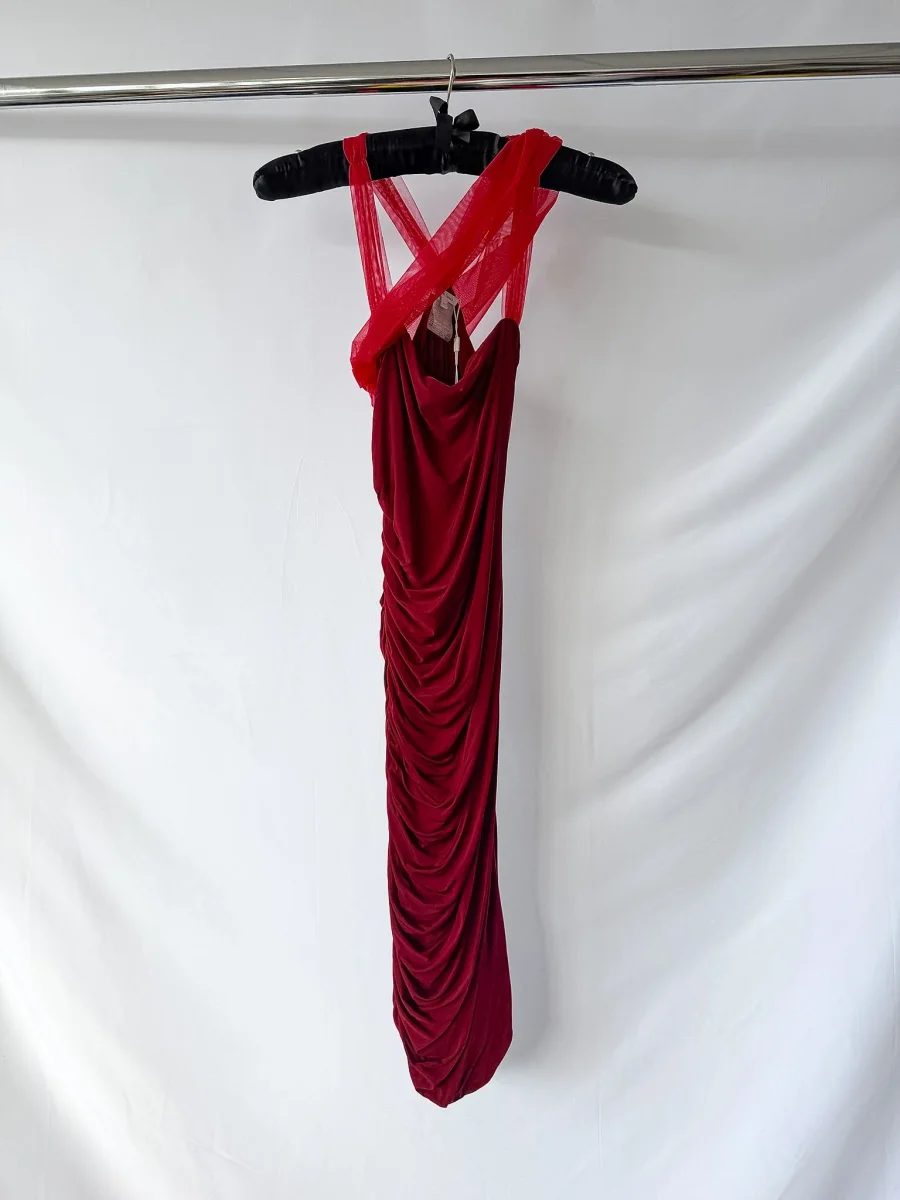 Nensi Dojaka Burgundy Pink Midi Dress - Imagen 6