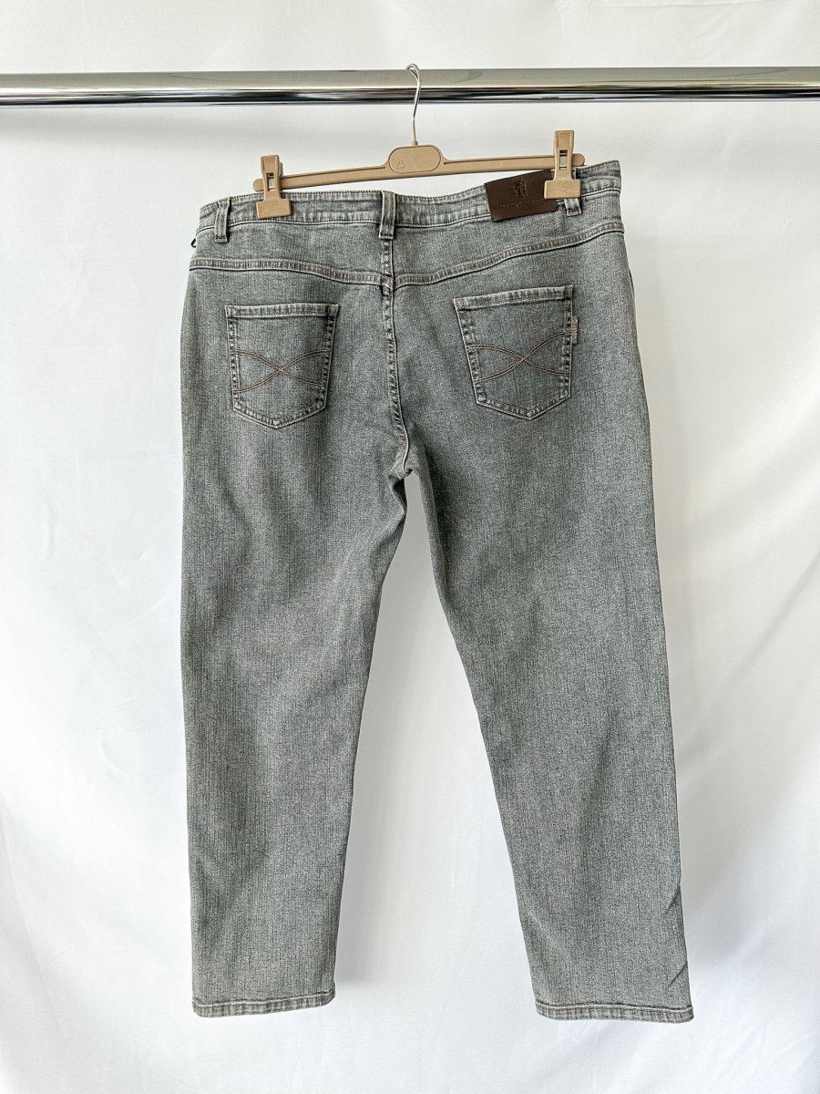 Brunello Cucinelli Grey The Boyish Tapered Hem Jeans - Imagen 8