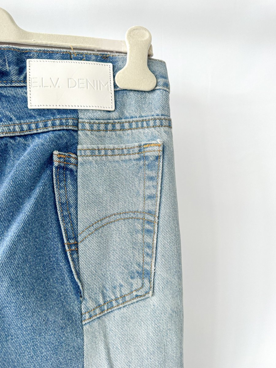 E.L.V. Denim The Twin Two Tone Light Blue Straight Leg Jeans - Imagen 5