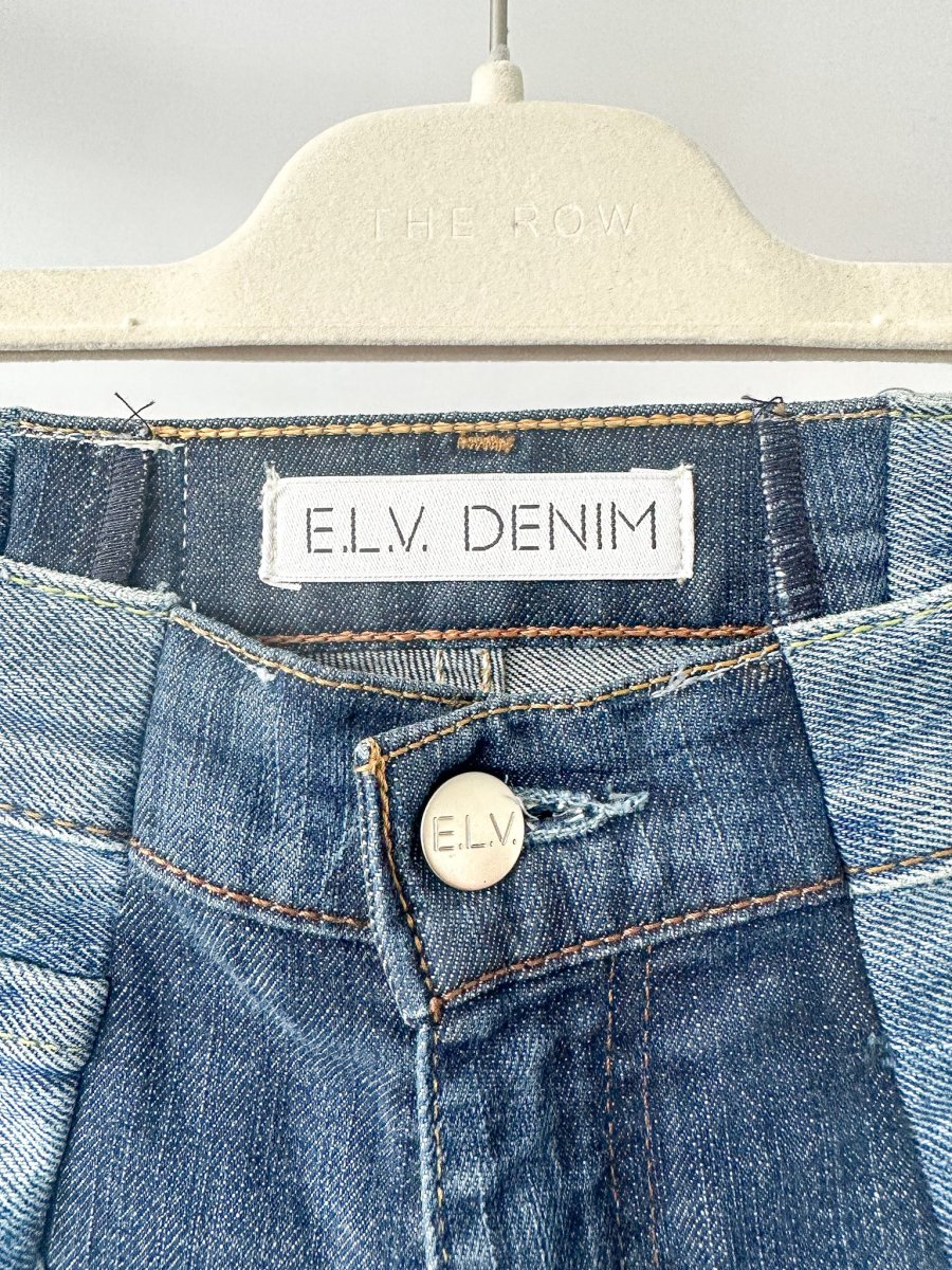 E.L.V. Denim The Twin Frayed Two-Tone High-Rise Straight-Leg Jeans - Imagen 5