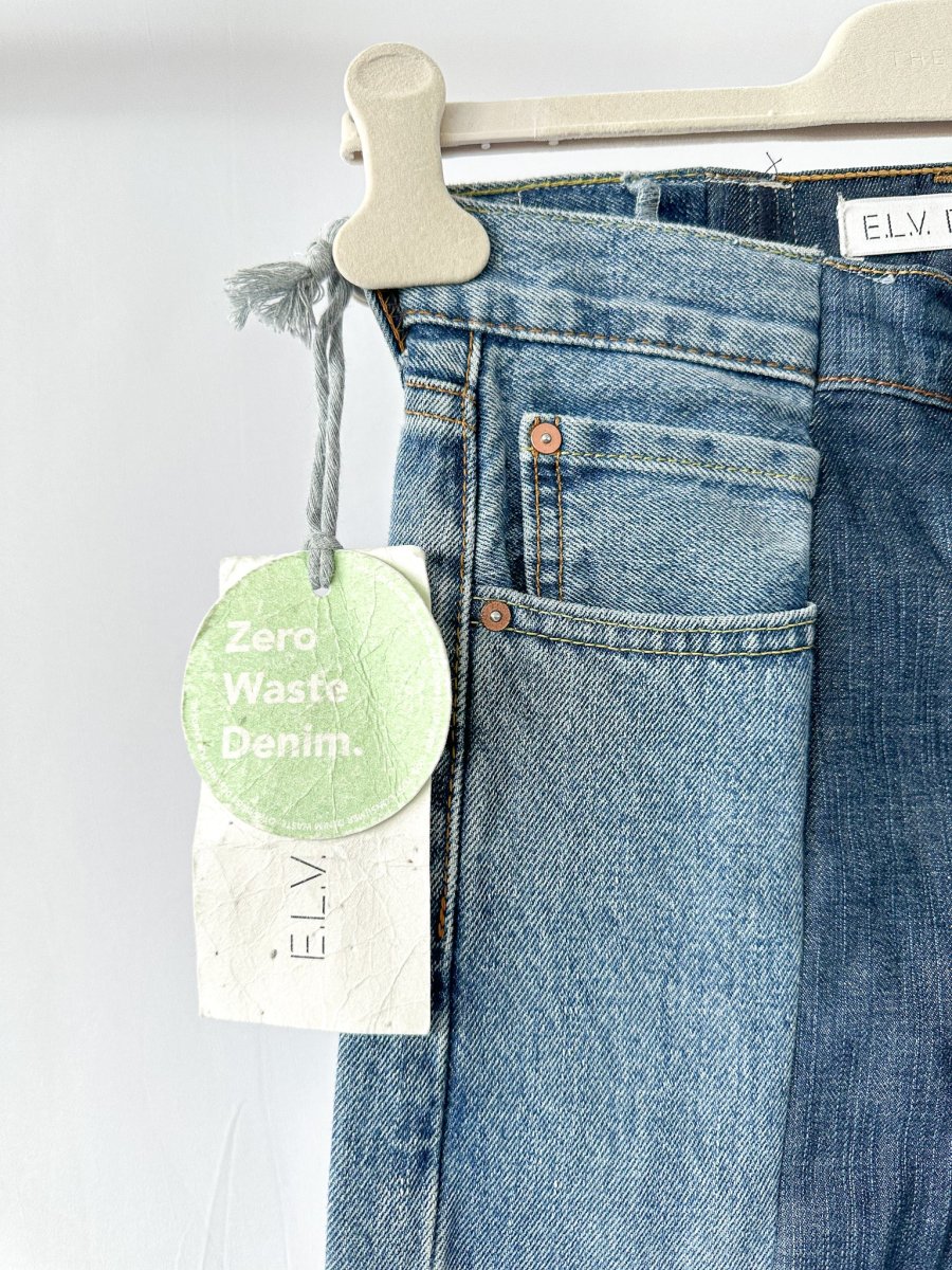 E.L.V. Denim The Twin Frayed Two-Tone High-Rise Straight-Leg Jeans - Imagen 6