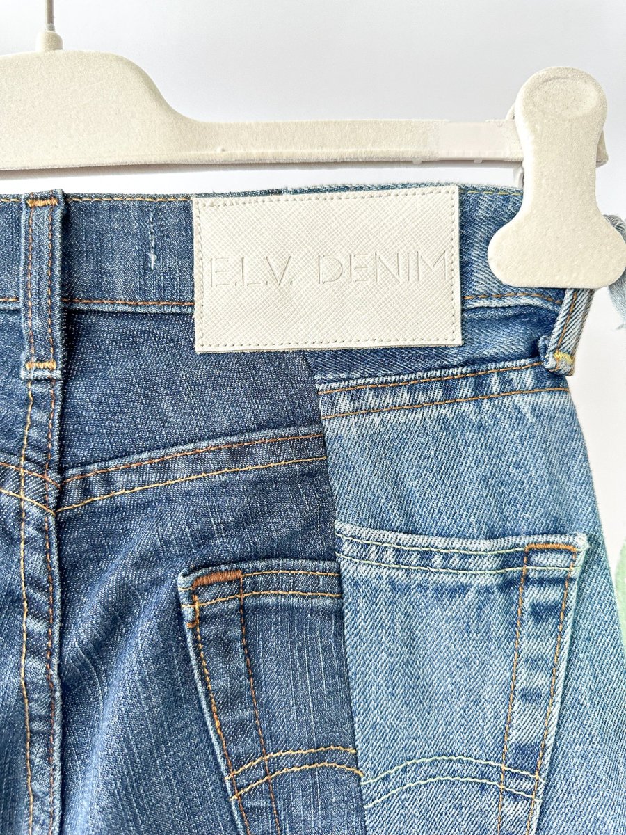 E.L.V. Denim The Twin Frayed Two-Tone High-Rise Straight-Leg Jeans - Imagen 7