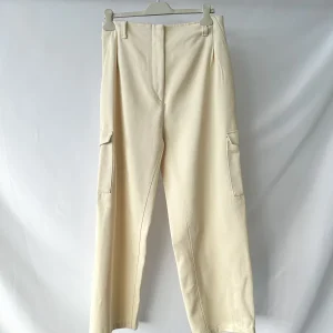 Pringle Of Scotland Cream Pocket Detail Woven Wide Leg Trousers