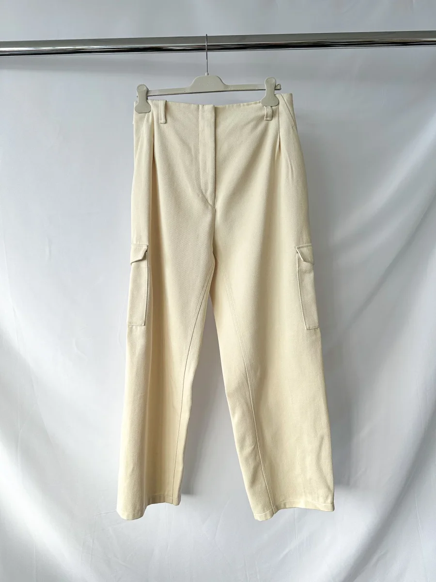 Pringle Of Scotland Cream Pocket Detail Woven Wide Leg Trousers - Imagen 2