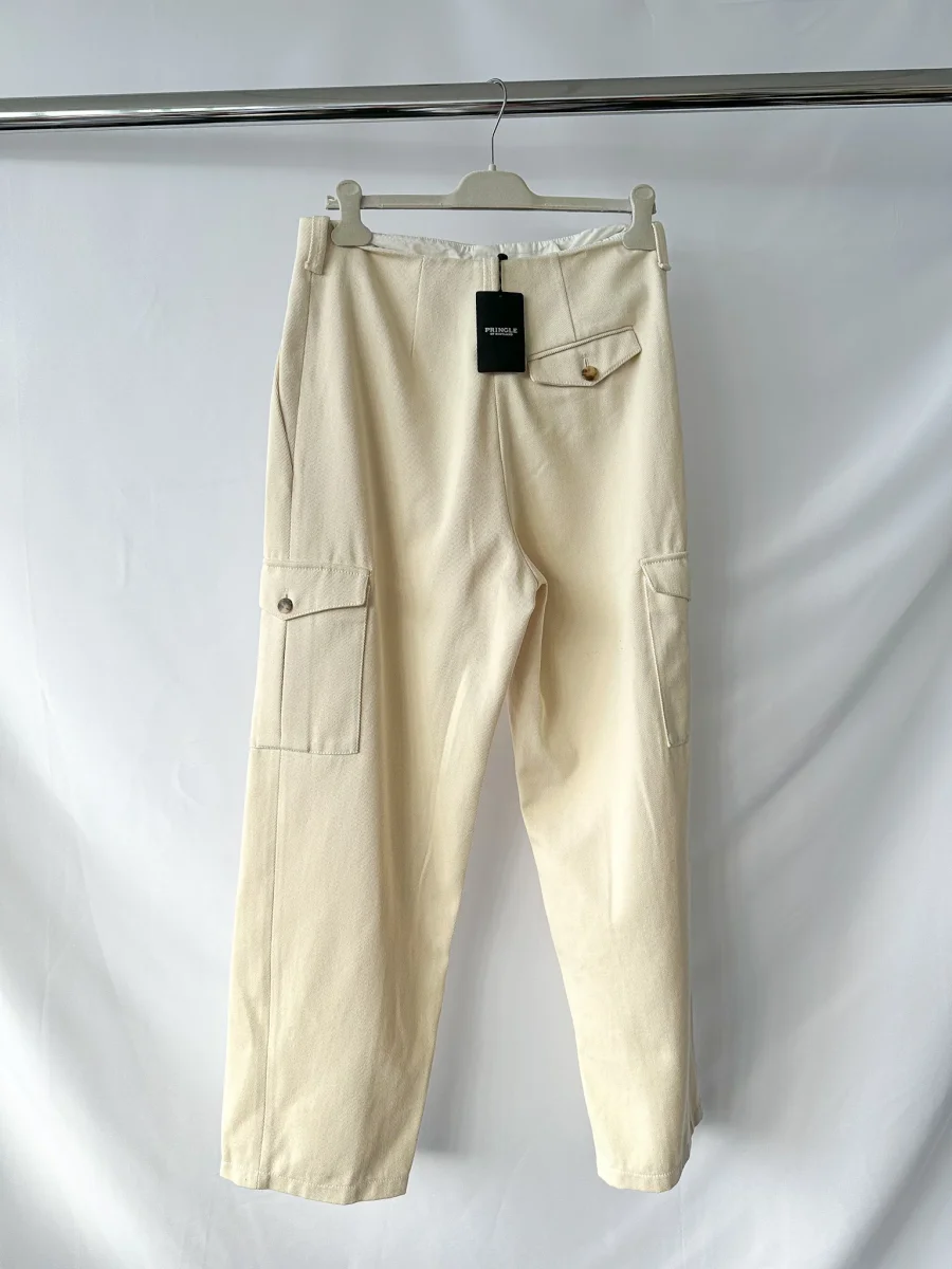 Pringle Of Scotland Cream Pocket Detail Woven Wide Leg Trousers - Imagen 4