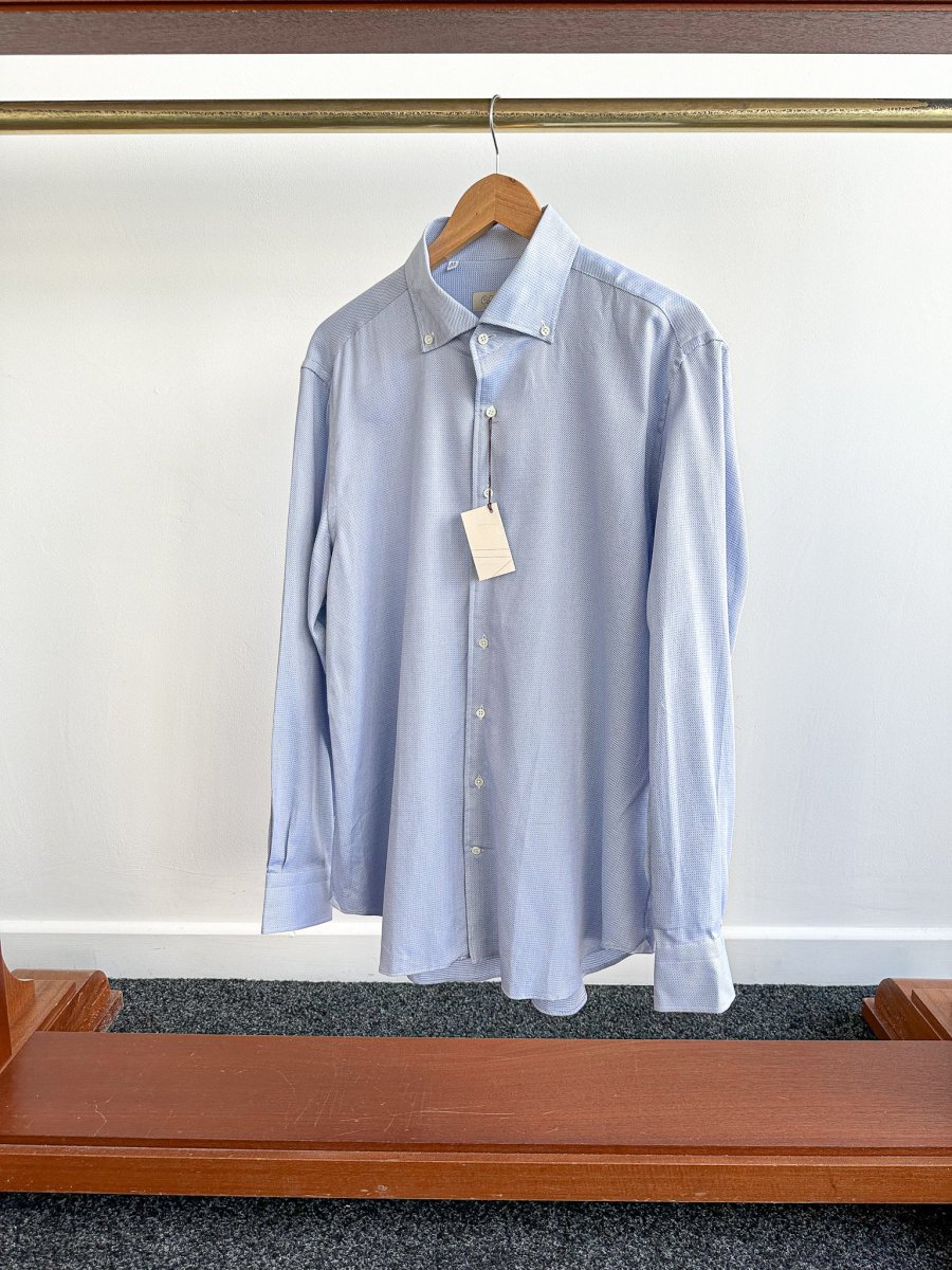 Cifonelli Blue Small Dotted Formal Shirt - Imagen 2