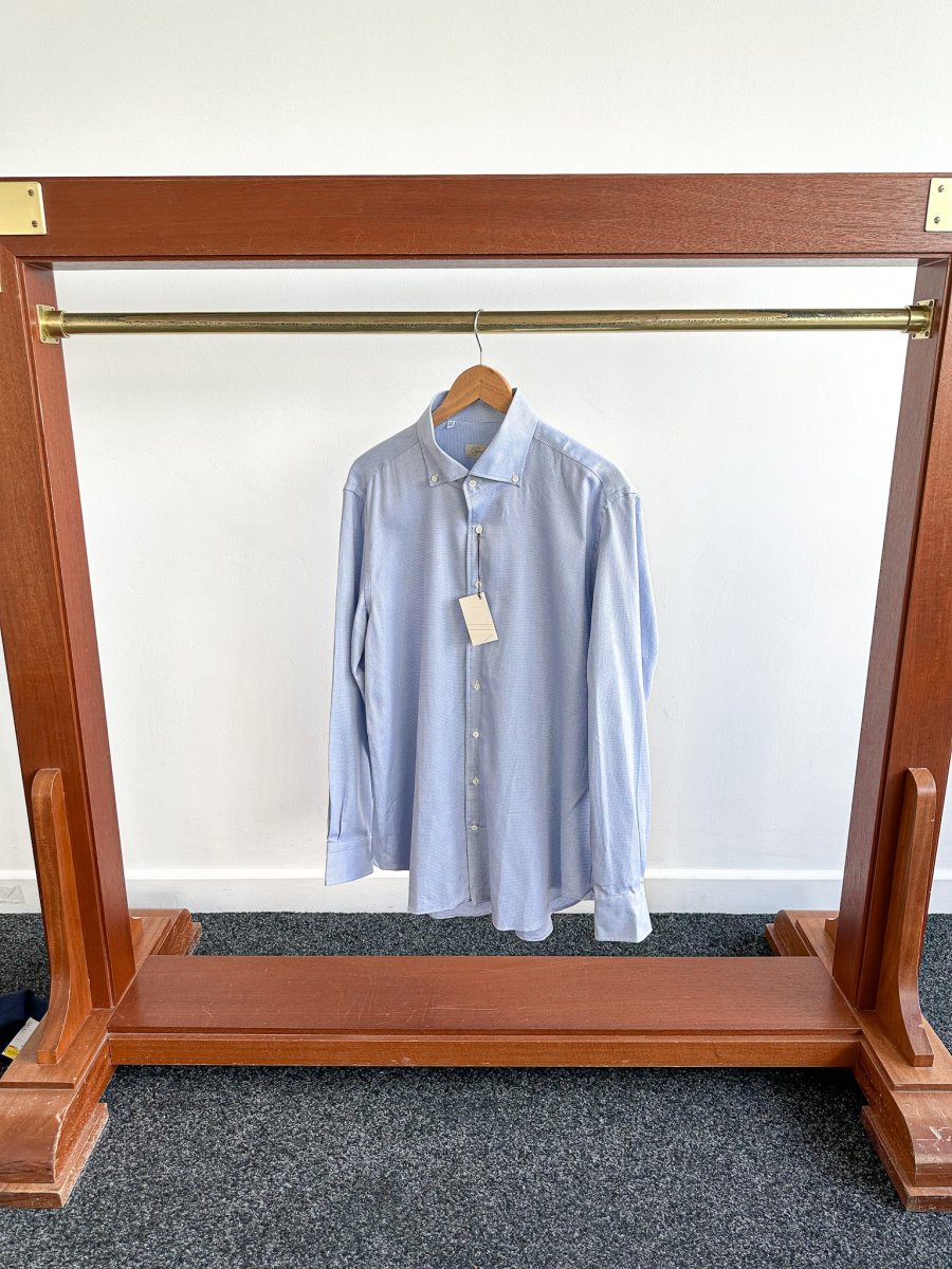 Cifonelli Blue Small Dotted Formal Shirt - Imagen 3