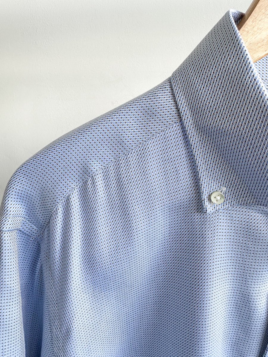 Cifonelli Blue Small Dotted Formal Shirt - Imagen 7