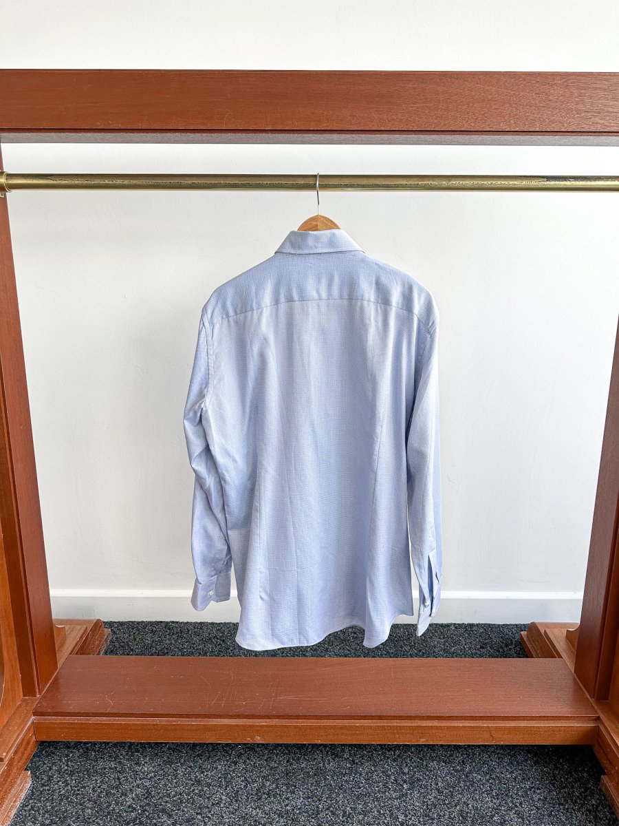 Cifonelli Blue Small Dotted Formal Shirt - Imagen 8