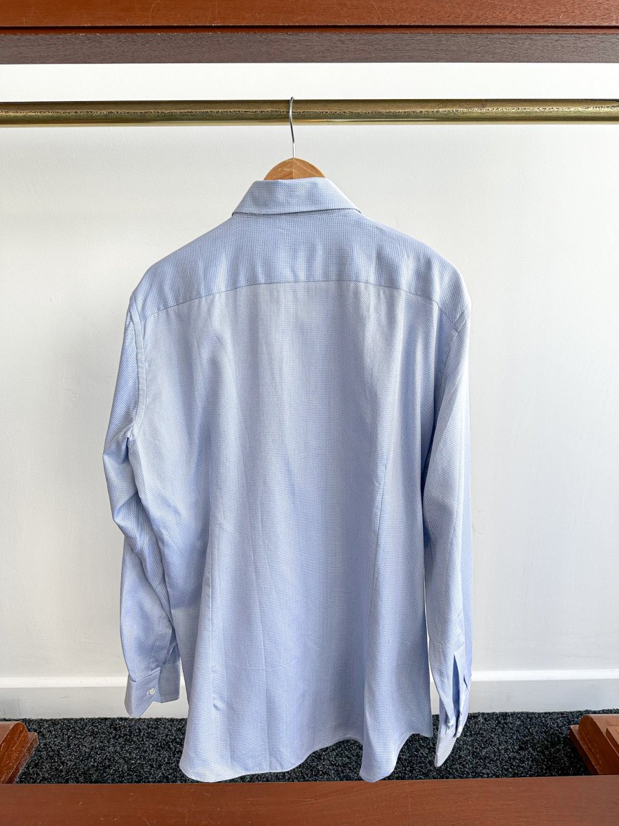Cifonelli Blue Small Dotted Formal Shirt - Imagen 9