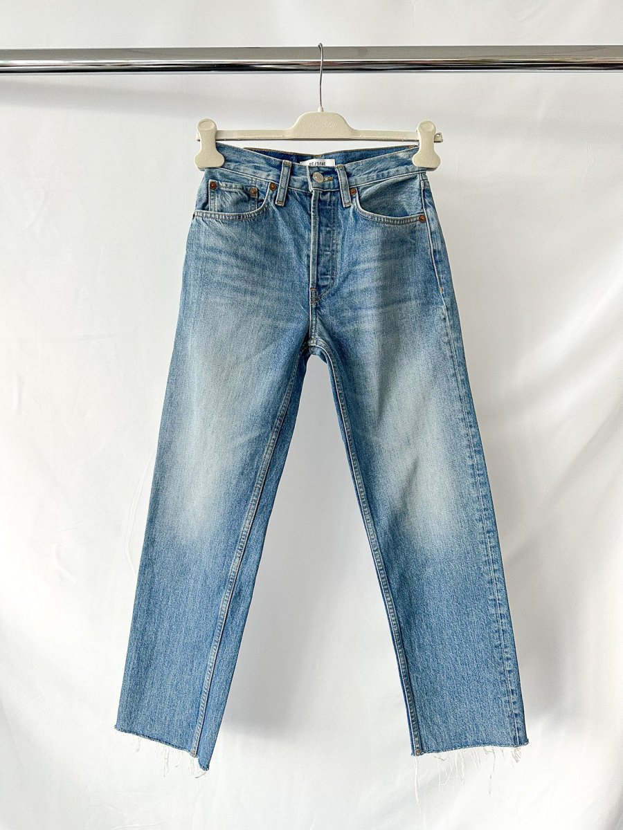 Re/Done Blue Denim '70s Stove Pipe Straight Jeans - Imagen 3