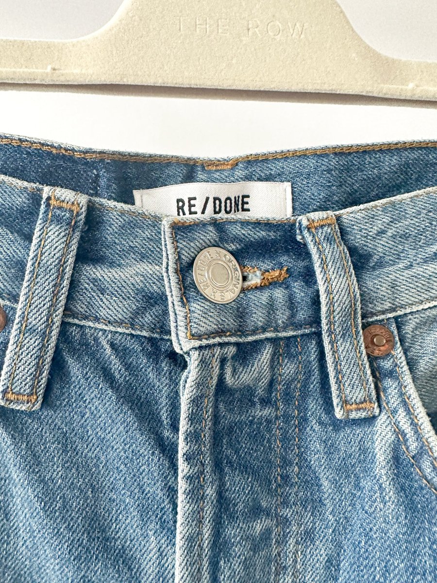 Re/Done Blue Denim '70s Stove Pipe Straight Jeans - Imagen 8