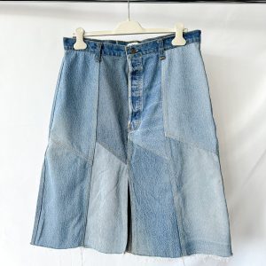 Re/Done Patchwork Denim Midi Skirt