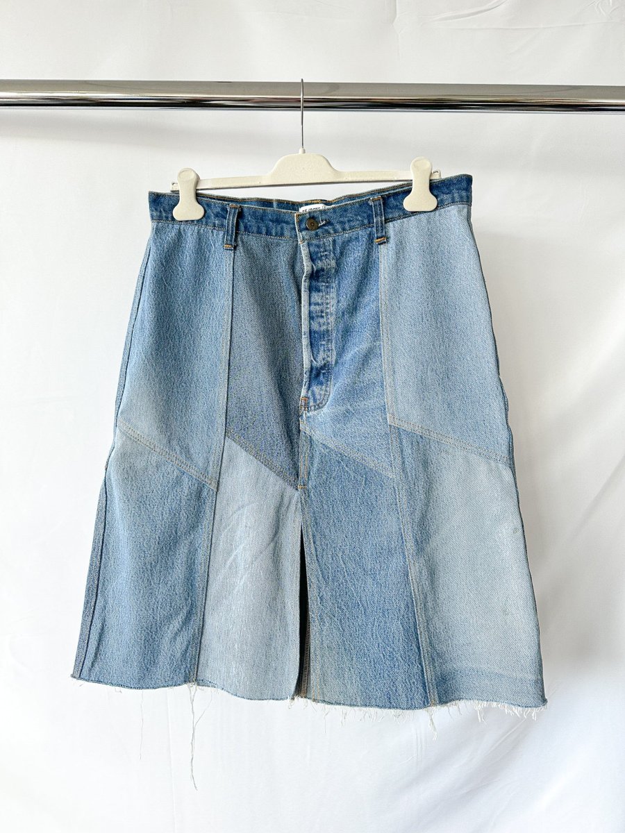 Re/Done Patchwork Denim Midi Skirt - Imagen 2