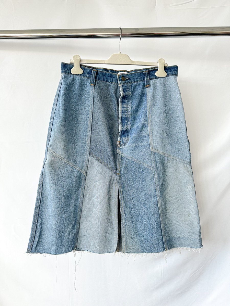 Re/Done Patchwork Denim Midi Skirt - Imagen 3