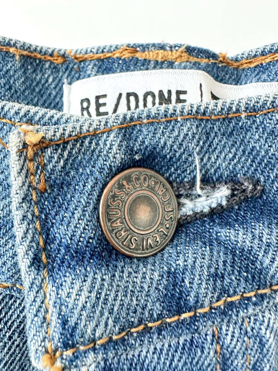 Re/Done Patchwork Denim Midi Skirt - Imagen 4