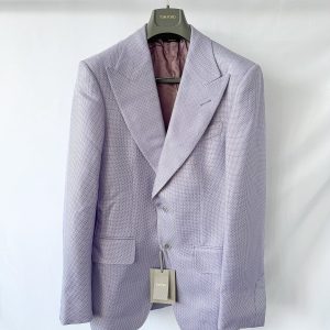 Tom Ford Atticus Grand Basket Weave Silk & Virgin Wool Blazer Light Purple